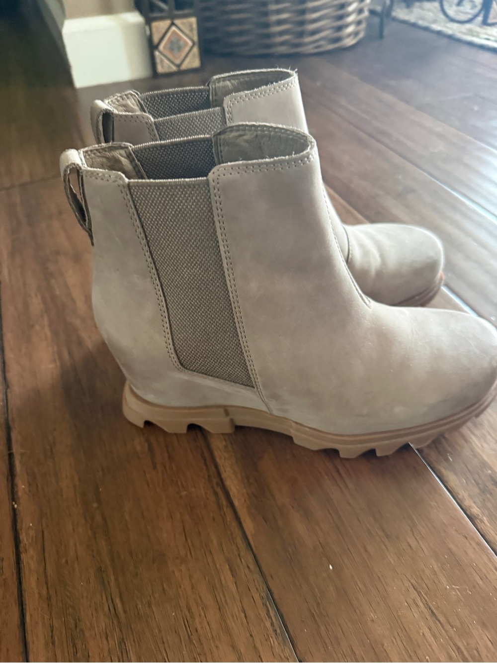 Sorel Taupe Suede Chelsea Lug Ankle Boots